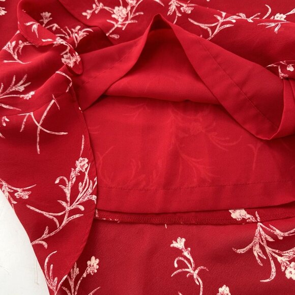 Jones Wear Floral Red A-Line Skirt Ruffle Hem Size 12 Knee-Length Tulip Flounce - Picture 6 of 12